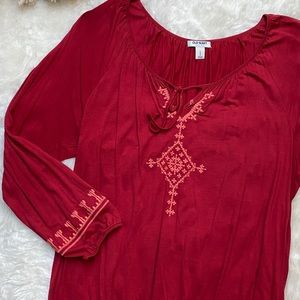 Long sleeve Red peasant top